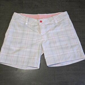 Under Armour Womens Golf Shorts Plaid Performance Sz 10